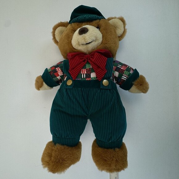 Vintage 1994 Kmart Teddy Bear Lane Christmas Bear Holiday Overalls Hat Bow 18" - Picture 10 of 13